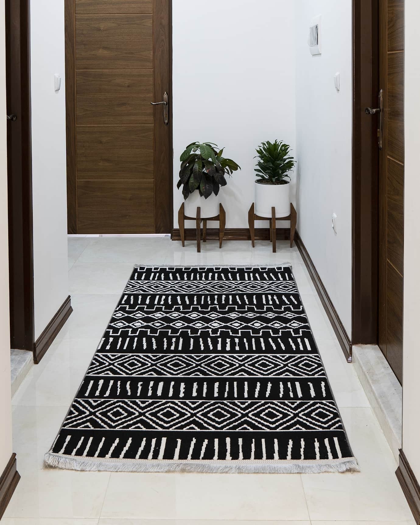 فرش راهرویی مراکشی کد 41296 زمینه مشکی